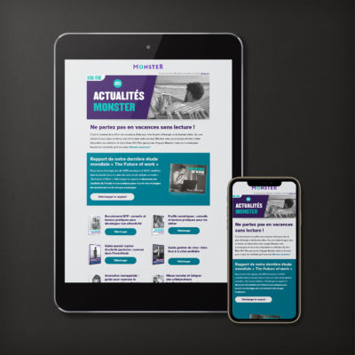 Newsletter B2B hors série réalisée pour un job board<i>(HTML, responsive - 2021)</i> Newsletter Monster