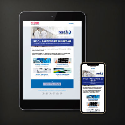 Emailing B2B de promotion d'une nouvelle fonctionnalité pour Ricoh France<i>(HTML, responsive - 2018)</i> Emailing Ricoh