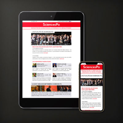 Newsletter réalisée pour l'école SciencesPo<i>(webdesign, responsive - 2017)</i> Newsletter SciencesPo