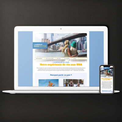 Site de présentation des séjours au pair proposés par un spécialiste des séjours aux USA <i>(Wordpress, thème original, 20 pages, FAQ dynamique - 2019 | <a href="https://www.ameriqueaupair.org/" target="_blank" rel="noopener">Voir le site</a>)</i> Site Amérique au Pair