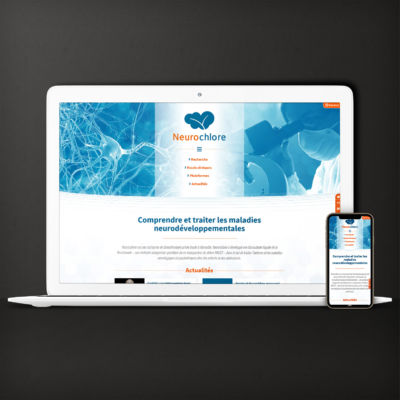Site vitrine pour présenter les recherches scientifiques d'une entreprise spécialisée dans les maladies neurodeveloppementales <i>(Wordpress, thème original, 4 pages, publication d'articles + filtre, en 2 langues - 2021 | <a href="https://www.neurochlore.fr/" target="_blank" rel="noopener">Voir le site</a>)</i> Site Neurochlore