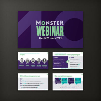 Template + présentation PPT crée pour un webinar B2B Monster <i>(16 slides - 2021)</i> Powerpoint Monster