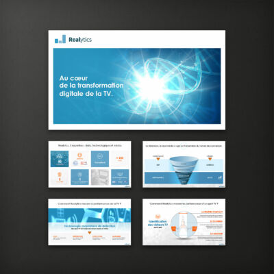 Template + présentation PPT crée pour un data analyst TV <i>(36 slides - 2019)</i> Powerpoint Realytics