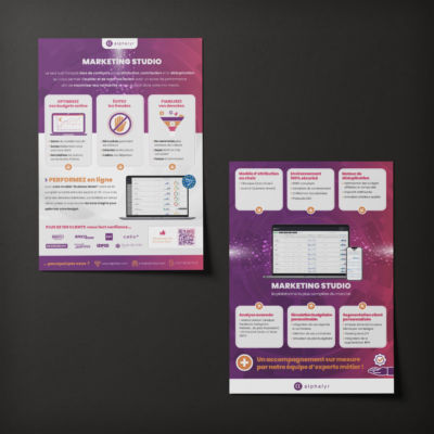 One page réalisé pour une solution de tracking<i>(A4, recto verso 350g - 2023)</i> One page Alphalyr