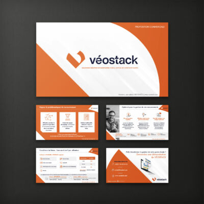 Template + présentation PPT crée pour une solution de recouvrement <i>(17 slides - 2023)</i> Powerpoint Véostack